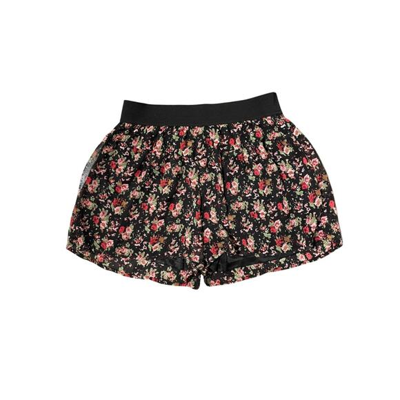 Express Pants - Express Womens Flowy Floral Shorts Sheer Lined Elastic Waistband Sz XS Black